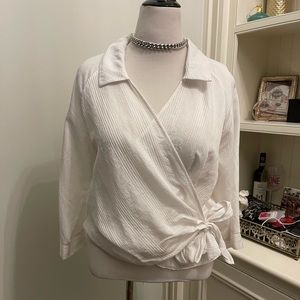 Zara White Wrap Top